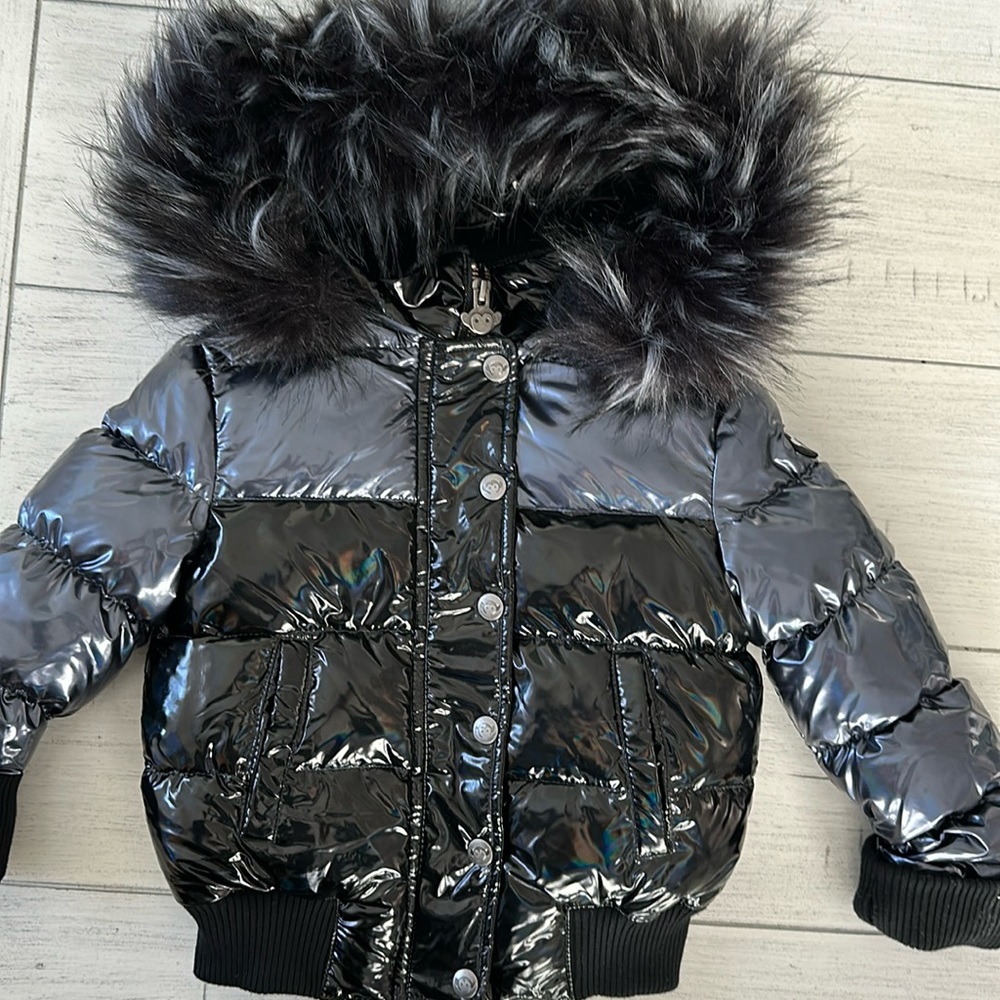 Toddler girl two time shiny puffer coat